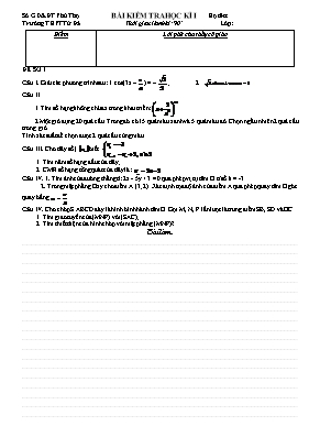 Bài kiểm tra học kì I Toán 11 - Trường THPT Tử Đà